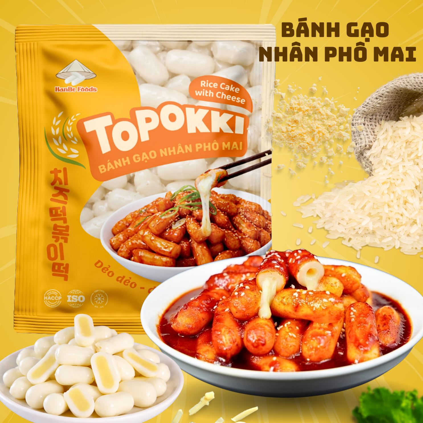 BÁNH GẠO NHÂN PHÔ MAI HANBE GÓI 500G - Ảnh 5