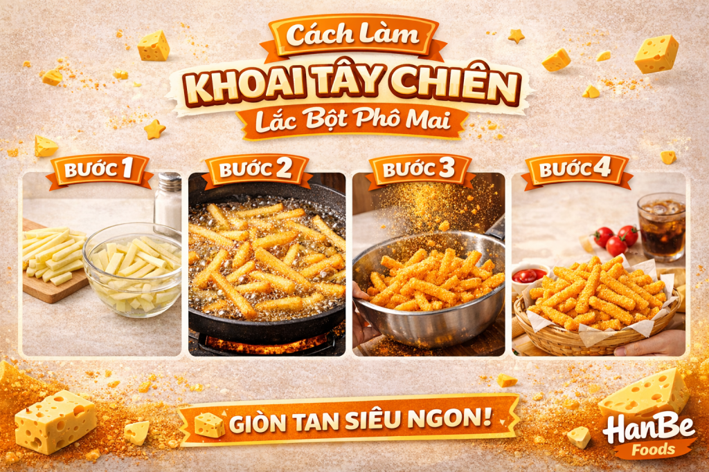 Cách làm khoai tây chiên lắc bột phô mai