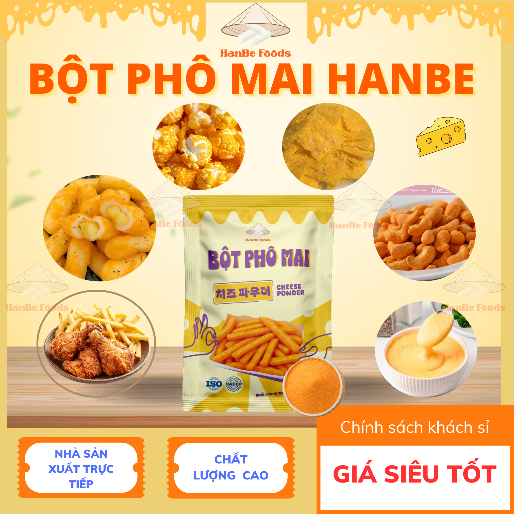 Bột phô mai lắc khoai tây chiên, lắc gà rán, lắc tokbokki