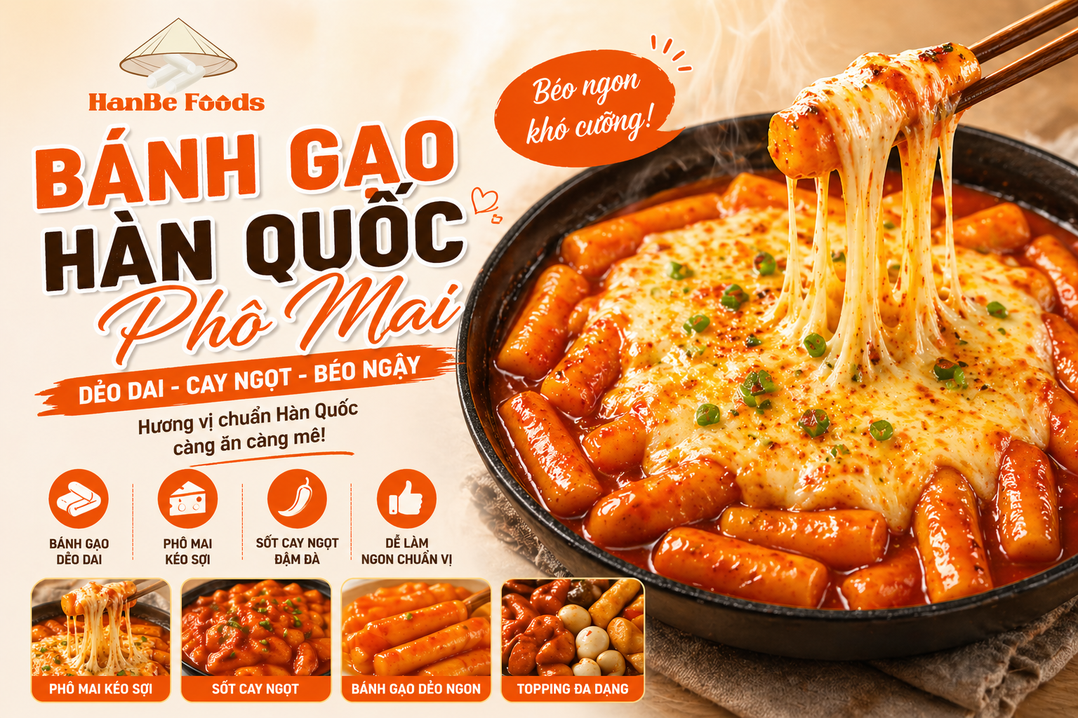 Bánh gạo hàn quốc phô mai