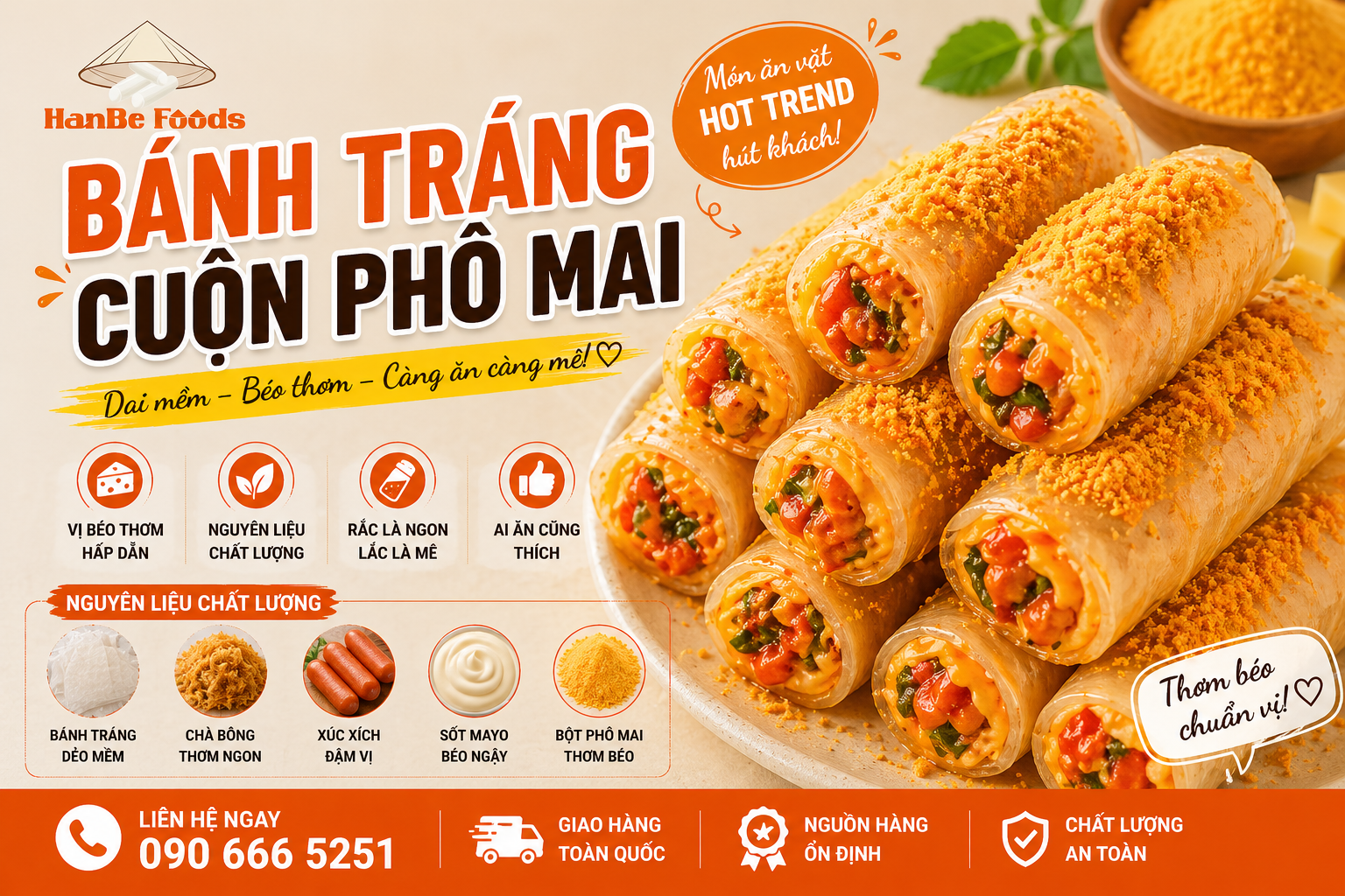 Bánh tráng cuộn phô mai