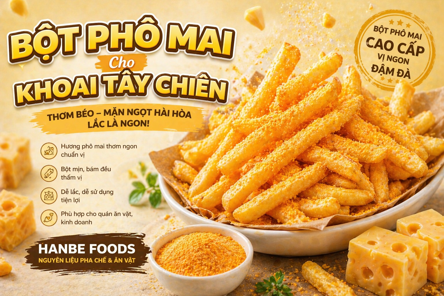 Bột phô mai cho khoai tây chiên