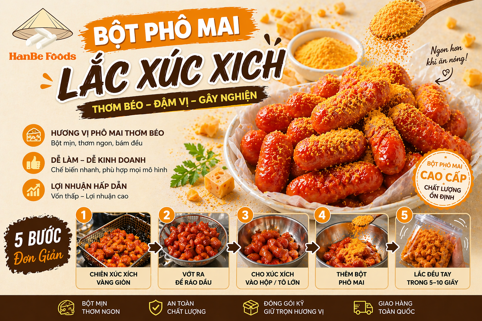 Bột phô mai lắc xúc xích
