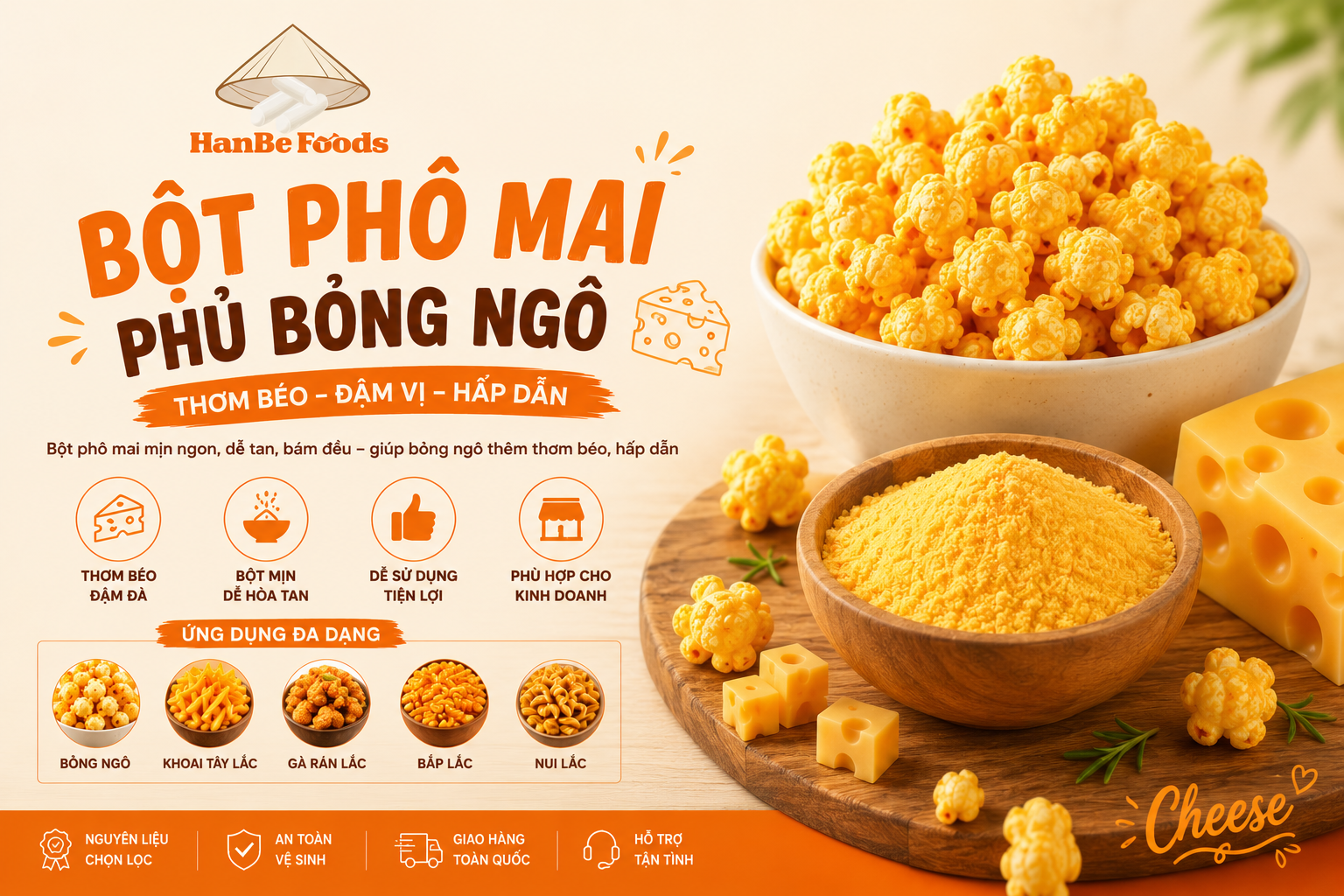 Bột phô mai phủ bông ngô