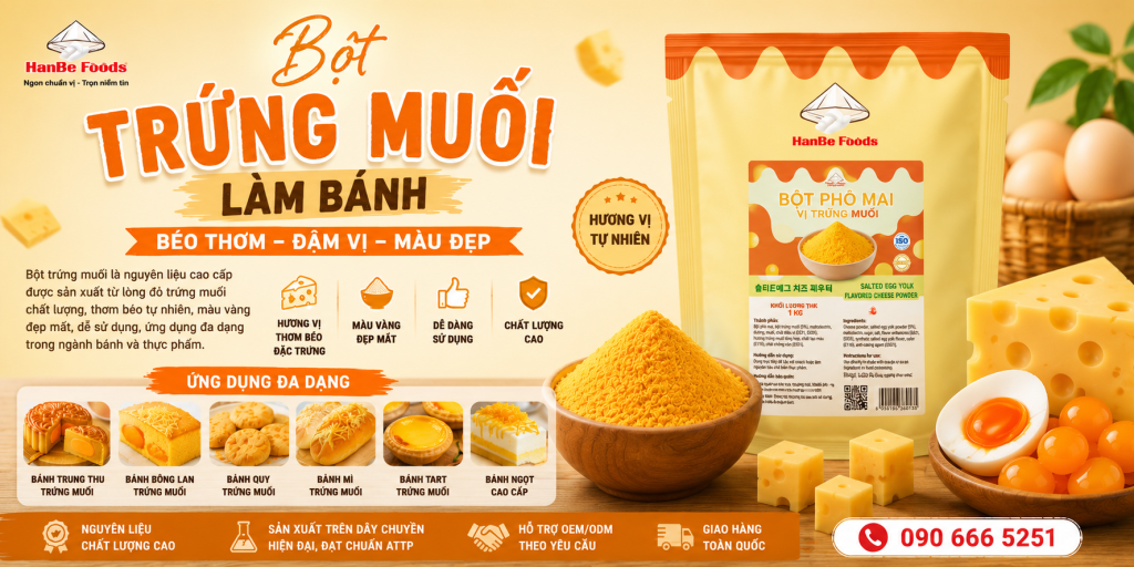 Bột trứng muối làm bánh