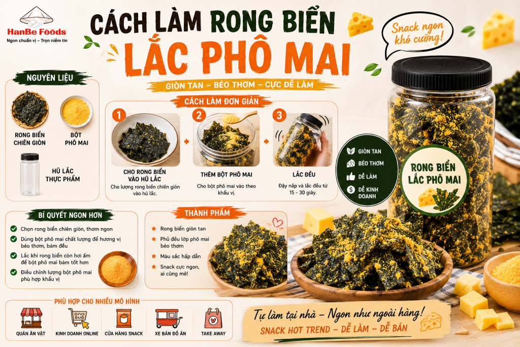 Cách làm rong biển lắc phô mai