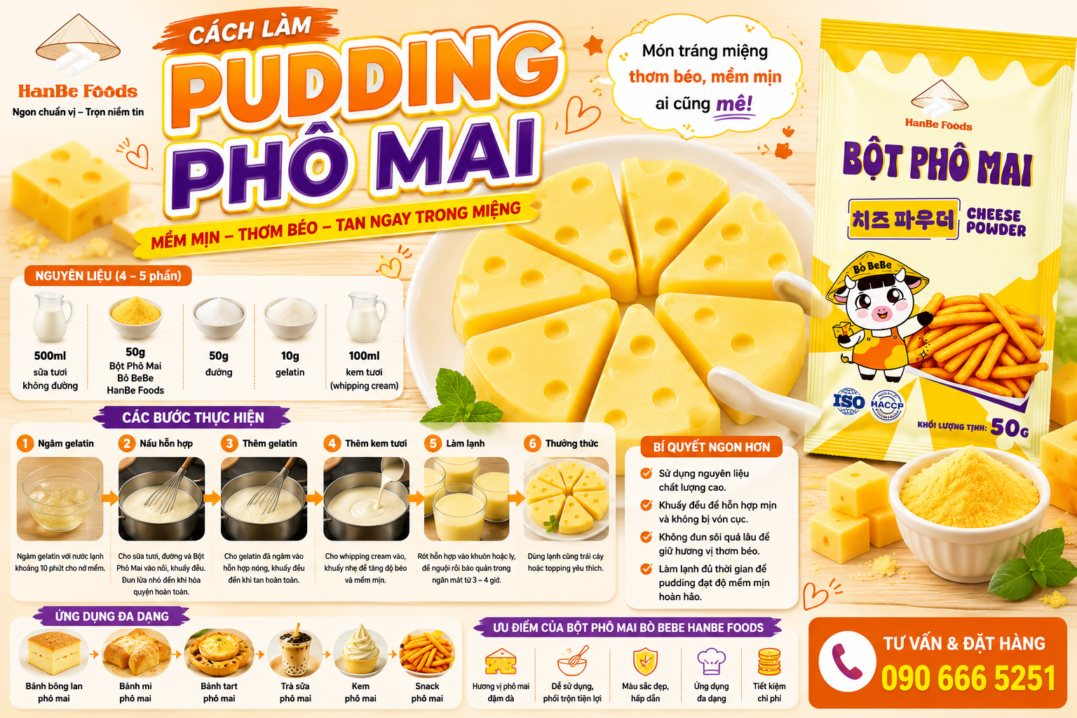 Cách làm pudding phô mai