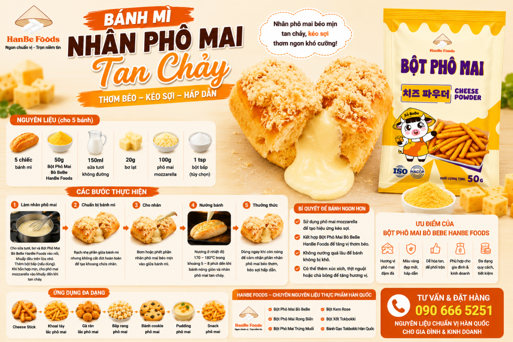 Bánh mì nhân phô mai tan chảy