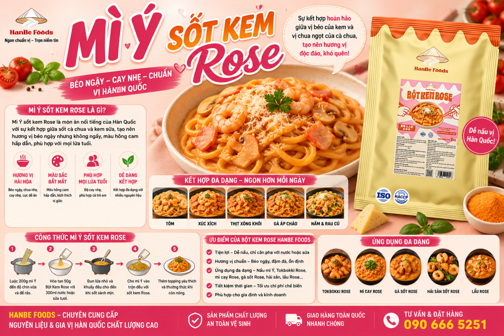 Mì ý sốt kem rose