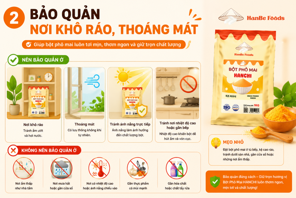 Bảo quản bột phô mai