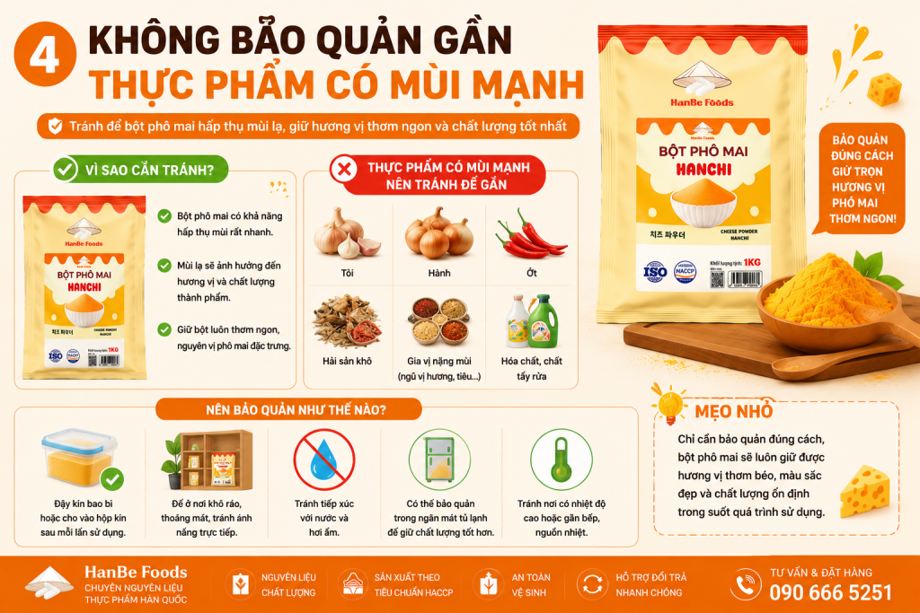 Bảo quản bột phô mai hanchi