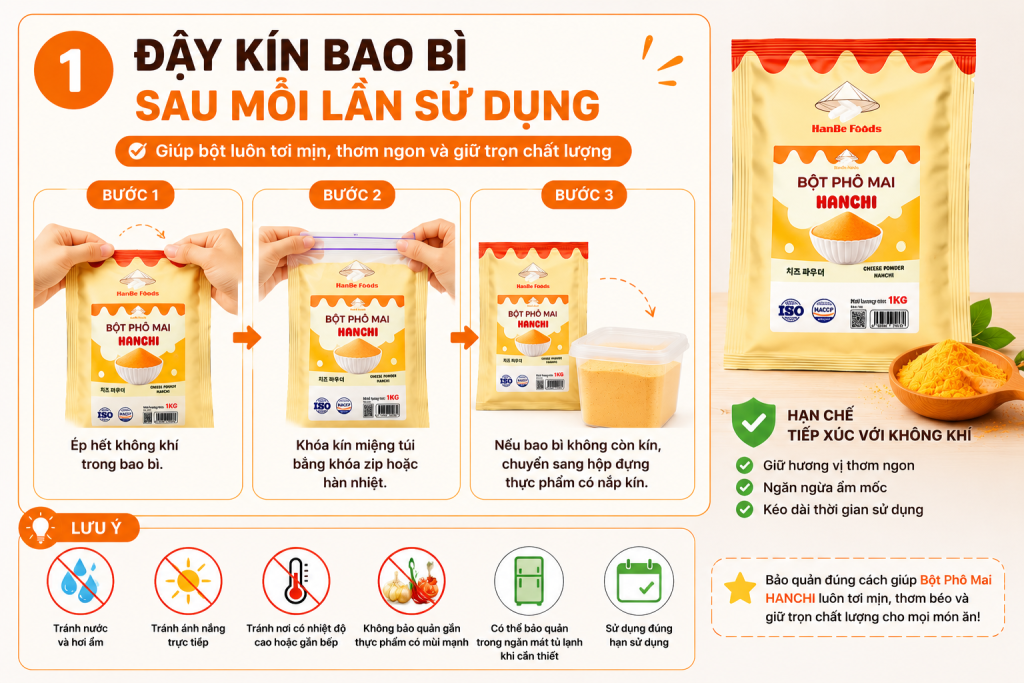 Bảo quản bột phô mai