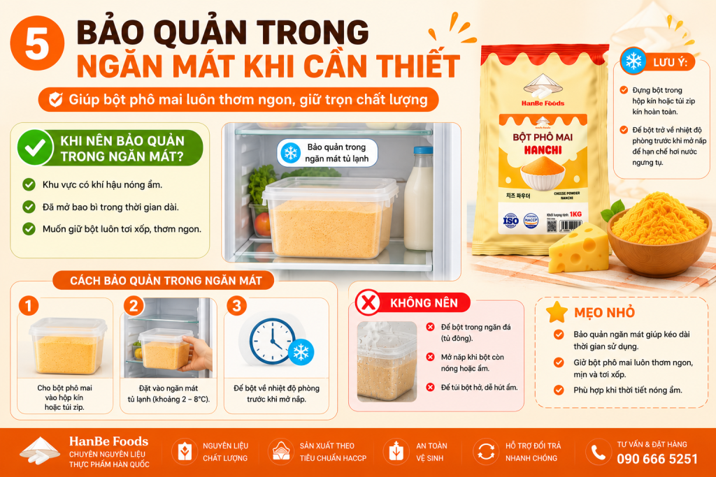 Bột phô mai bảo quản tủ lạnh được không