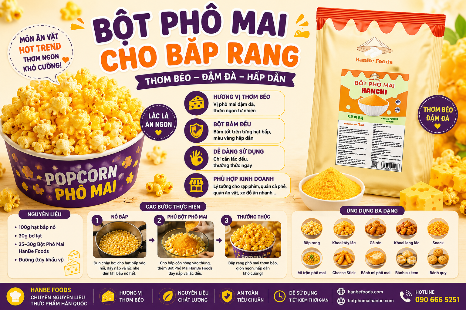 Bột phô mai cho bắp rang