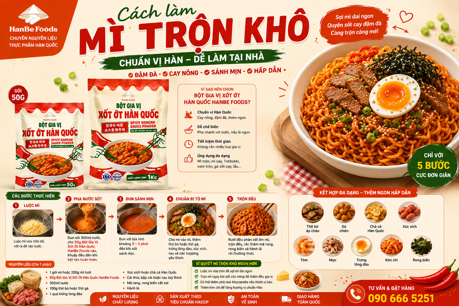 Cách làm mì trộn khô