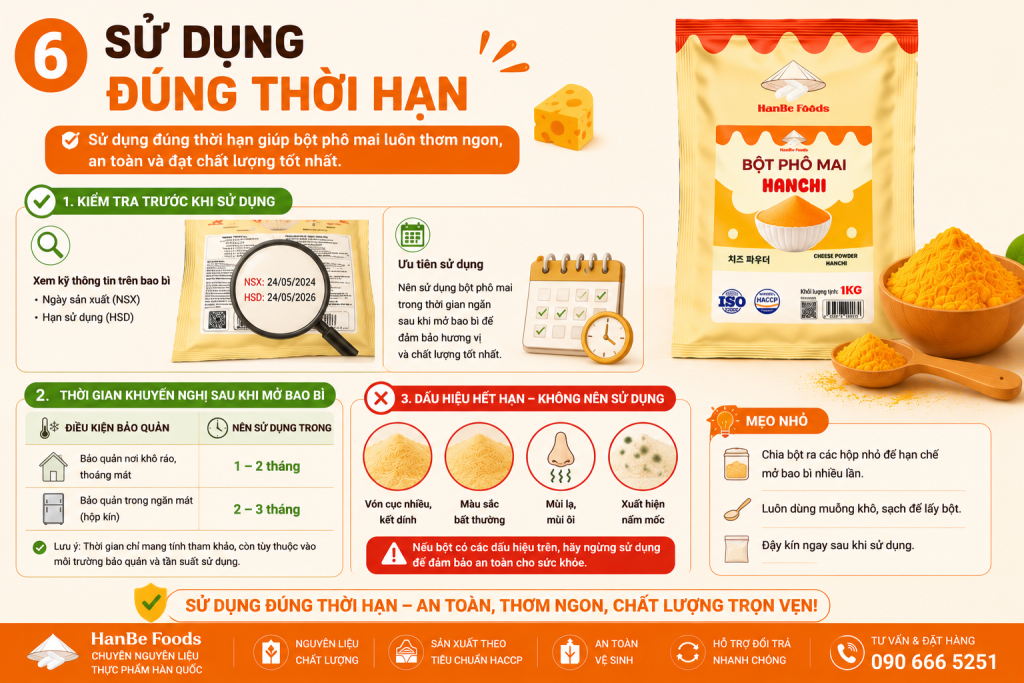 Hạn sử dụng bột phô mai