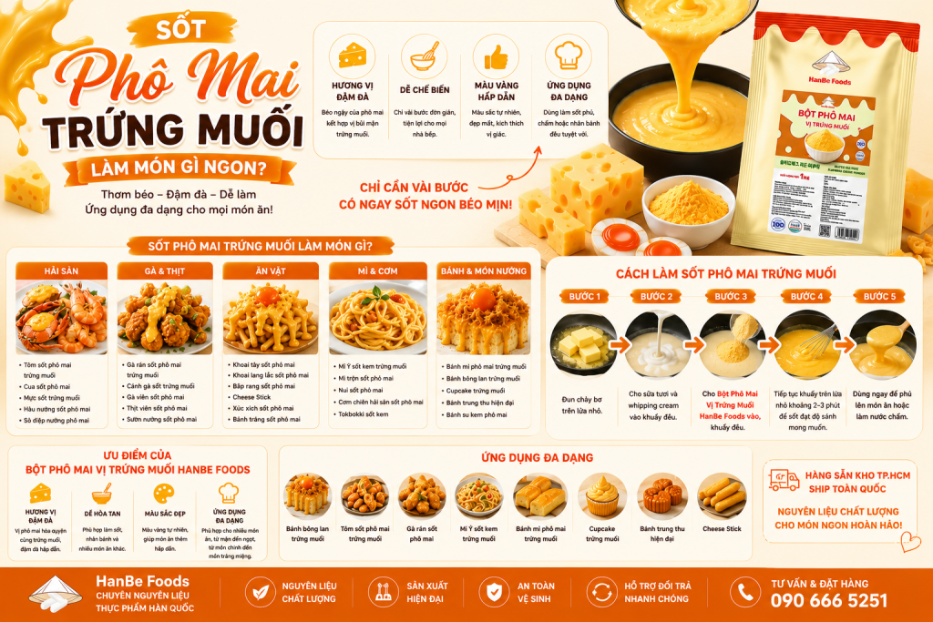 Sốt phô mai trứng muối làm món gì