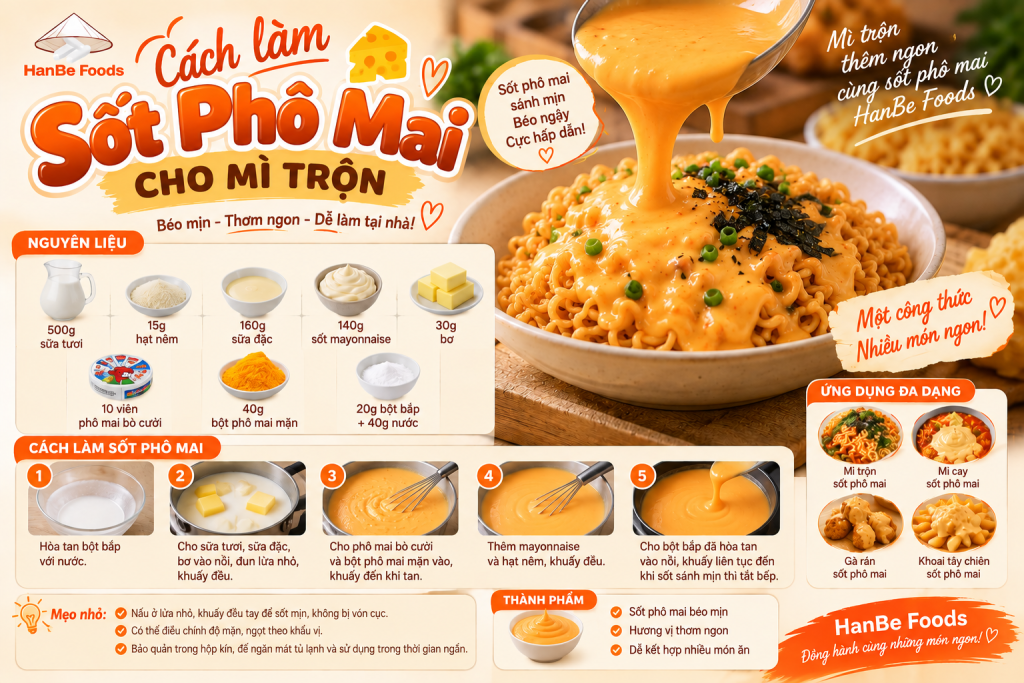 Cách làm sốt phô mai cho mì trộn